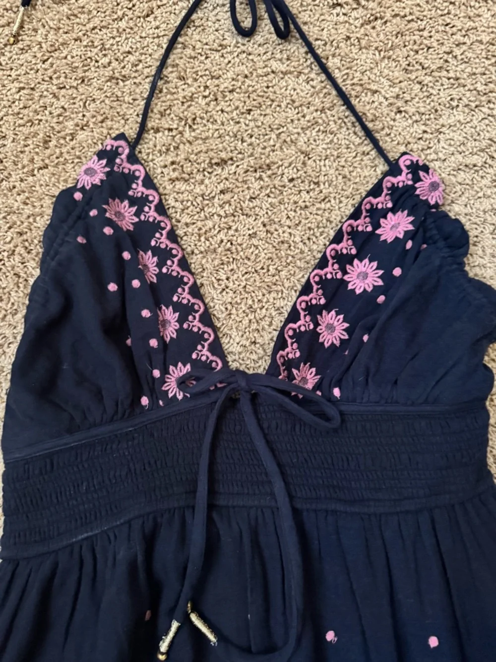 Free People Black Embroidered Halter Dress - Picture 3 of 5